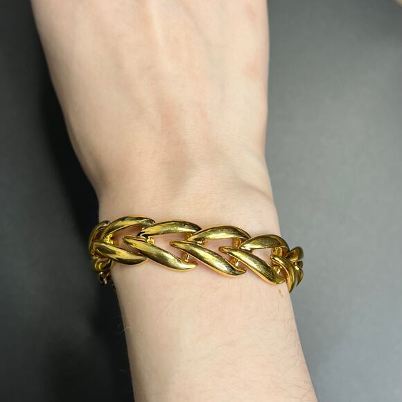 Vintage Napier Gold Tone Chucky Chain Chocker Necklace Bracelet Set - Picture 3 of 8